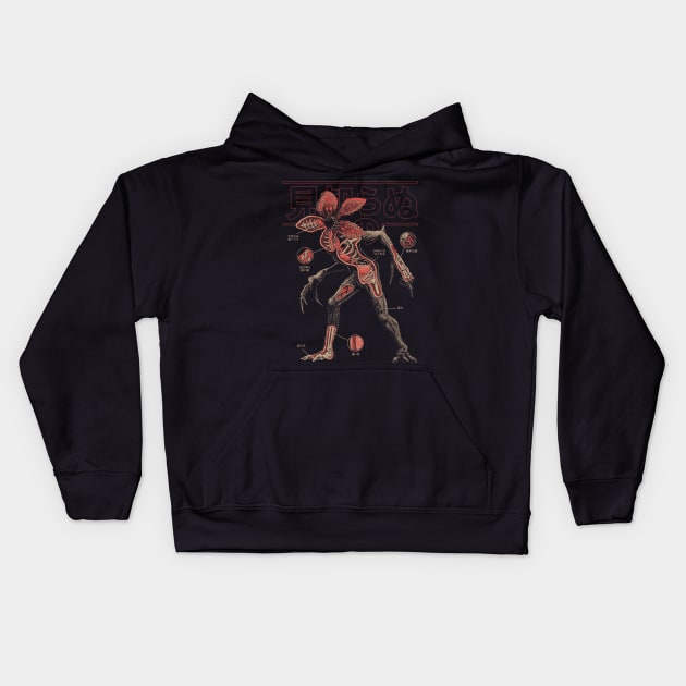 Strange Kaiju Demogorgon Anatomy Kids Hoodie by vo_maria